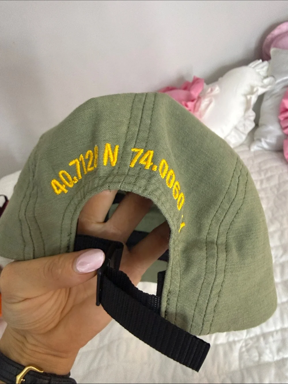 Supreme Kids Olive Cap with Red Logo Patch